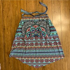 La Vie En Rose Multicolor Mandala Halter-Style Bikini Top